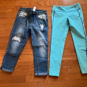 Never worn Justice jeans and worn twice Zella pants